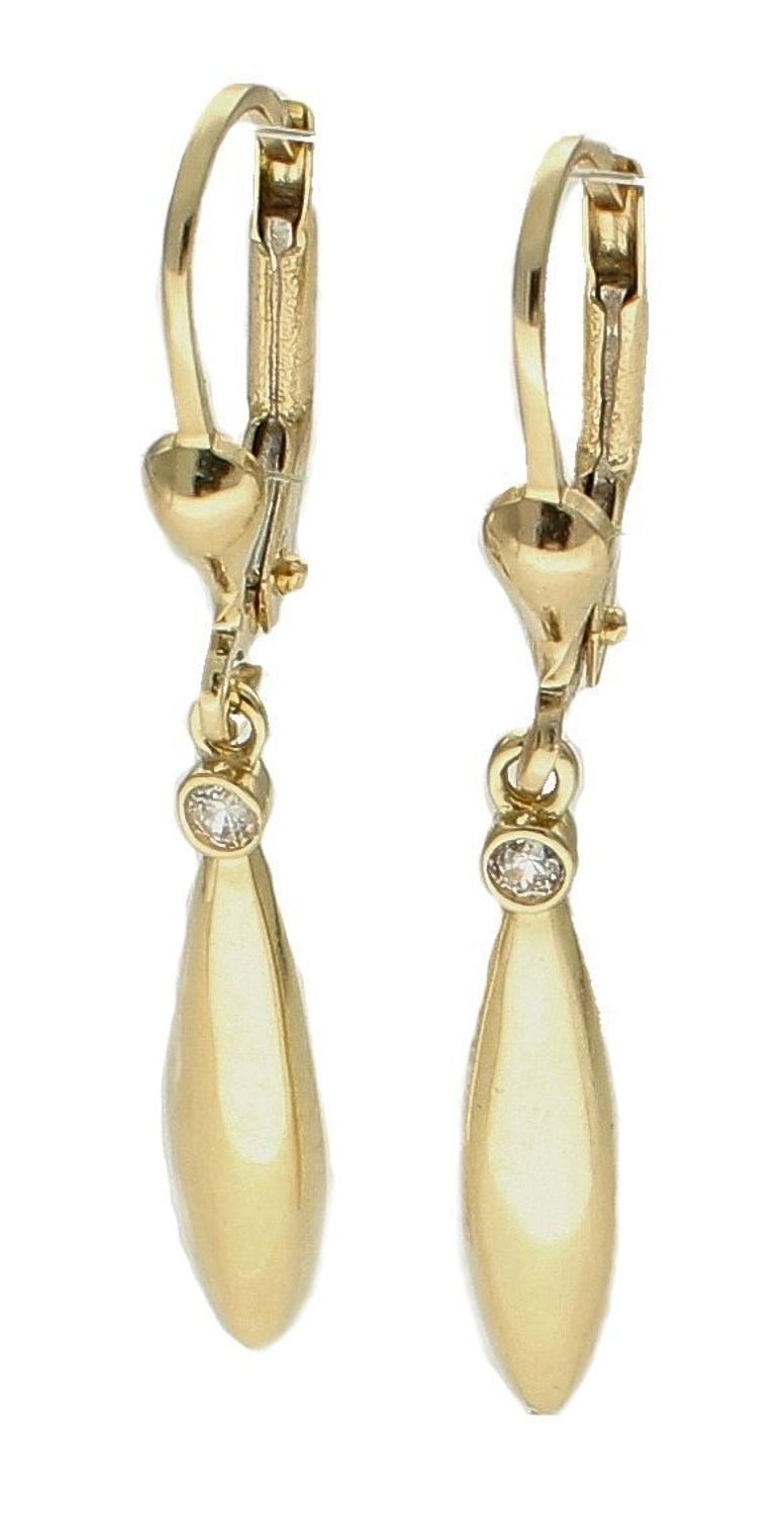 Złote kolczyki 585 wiszące delikatne sopelki DIA-KLC-9752-585. Złote kolczyki wykonane z najwyższej jakości żółtego złota, próba 585, waga około 1,89 gram. Kolczyki w minimalistycznym stylu, wpisujące się w obecne trendy modowe..jpg