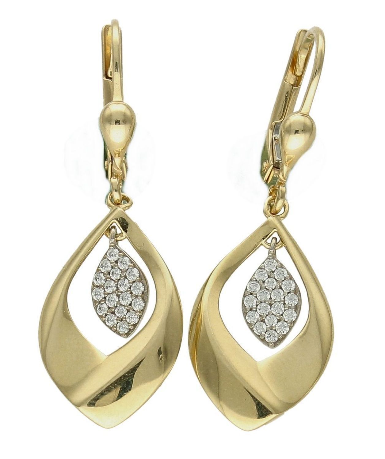 Złote kolczyki 585 wiszące łezki z cyrkoniami DIA-KLC-9761-585.jpg