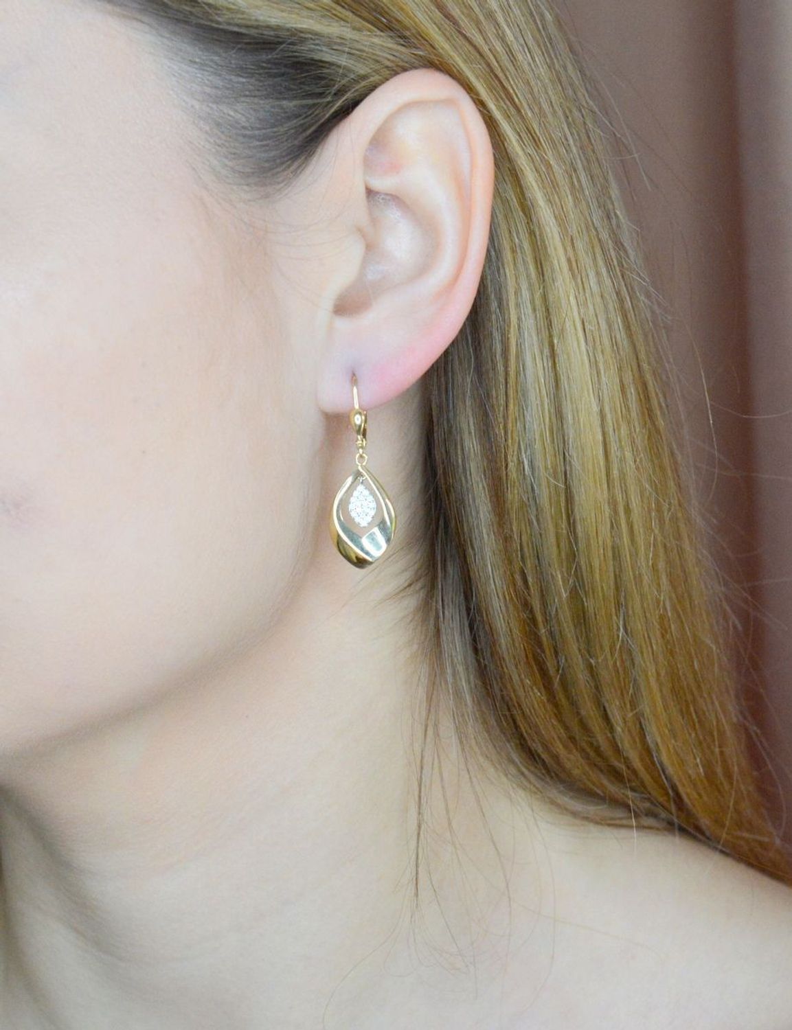 Złote kolczyki 585 wiszące łezki z cyrkoniami DIA-KLC-9761-585.jpg