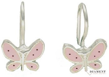 Srebrne kolczyki dla dziewczynki 'Różowe motylki' DIA-KLC-9811-925. Kolczyki to świetny upominek na prezent, który możesz sprawić dla siebie lub podarować bliskiej osobie. Kolczyki z wygodnym zapięciem na bigiel. Świetna ozdob.jpg