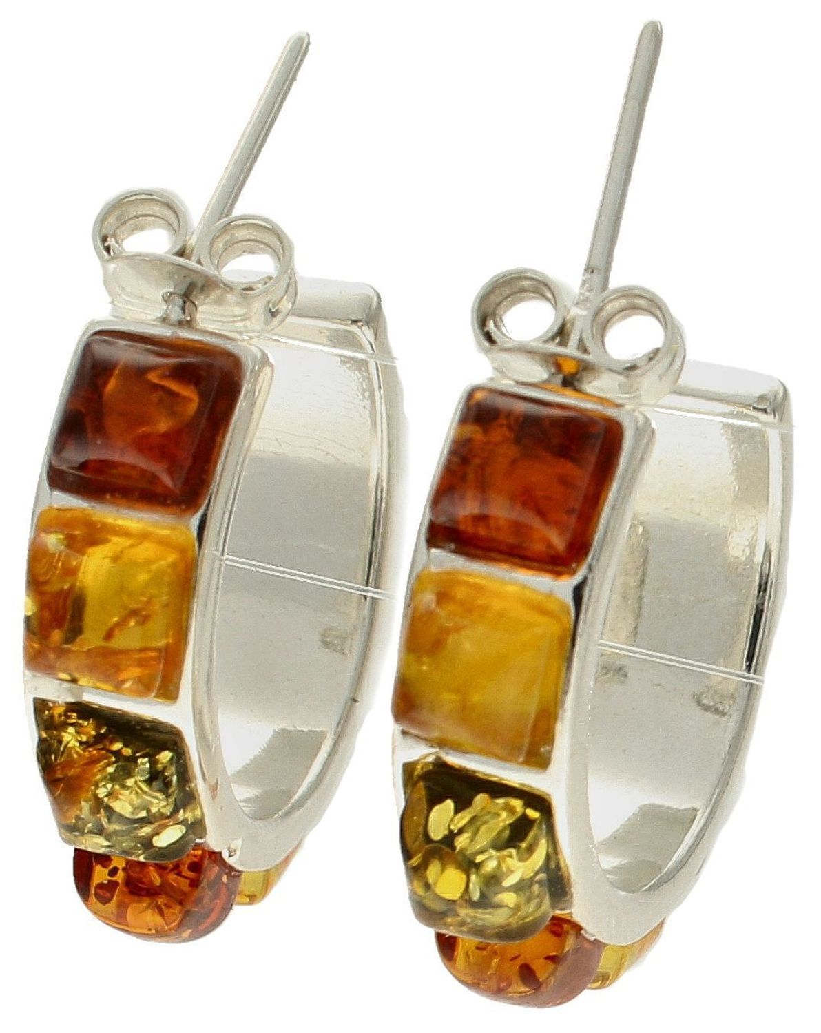 Srebrne kolczyki 925 półokrągłe wkrętki z wielokolorowym bursztynem DIA-KLC-9858-925. Srebrne kolczyki damskie wkrętki. Kolczyki damskie z kamieniem. Kolczyki srebrne damskie idealne na prezent. Kolczyki z bursztynem bałtyck.jpg