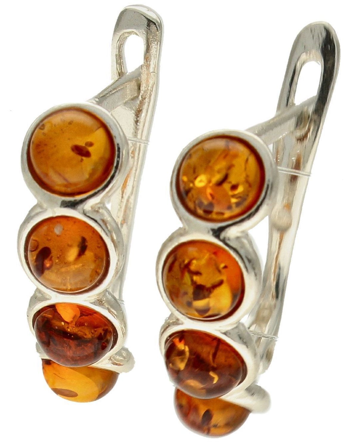 Srebrne kolczyki wiszące z koniakowym bursztynem bałtyckim DIA-KLC-9863-925.jpg