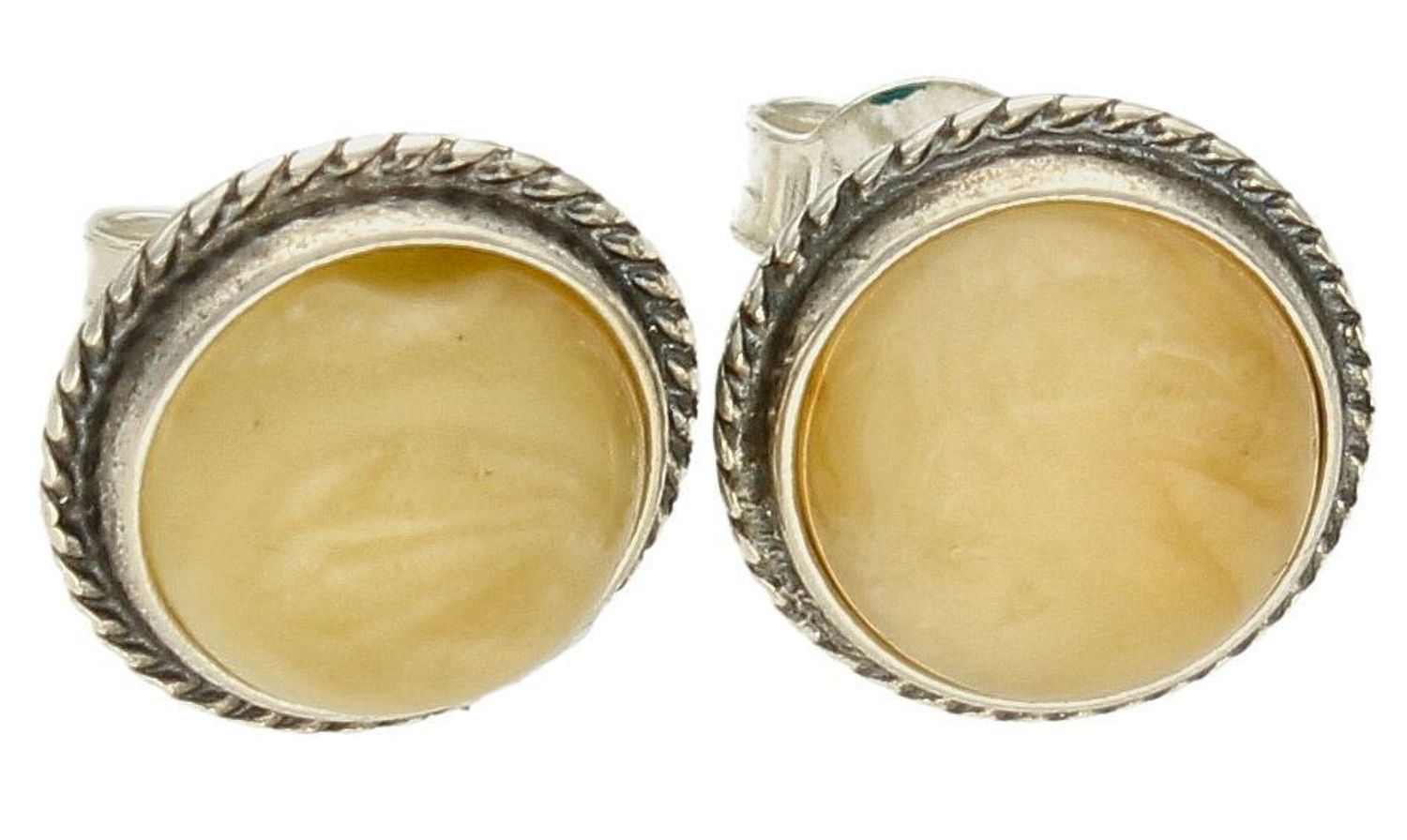 Srebrne kolczyki 925 okrągłe wkrętki z mlecznym bursztynem DIA-KLC-9866-925. Srebrne kolczyki damskie wkrętki. Kolczyki damskie z kamieniem. Kolczyki srebrne damskie idealne na prezent. Kolczyki z bursztynem bałtyckim..jpg