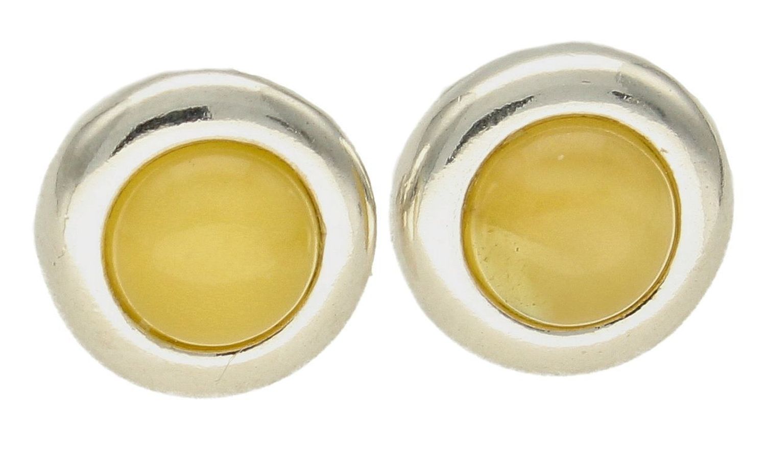 Srebrne kolczyki 925 okrągłe wkrętki z mlecznym bursztynem DIA-KLC-9867-925.jpg