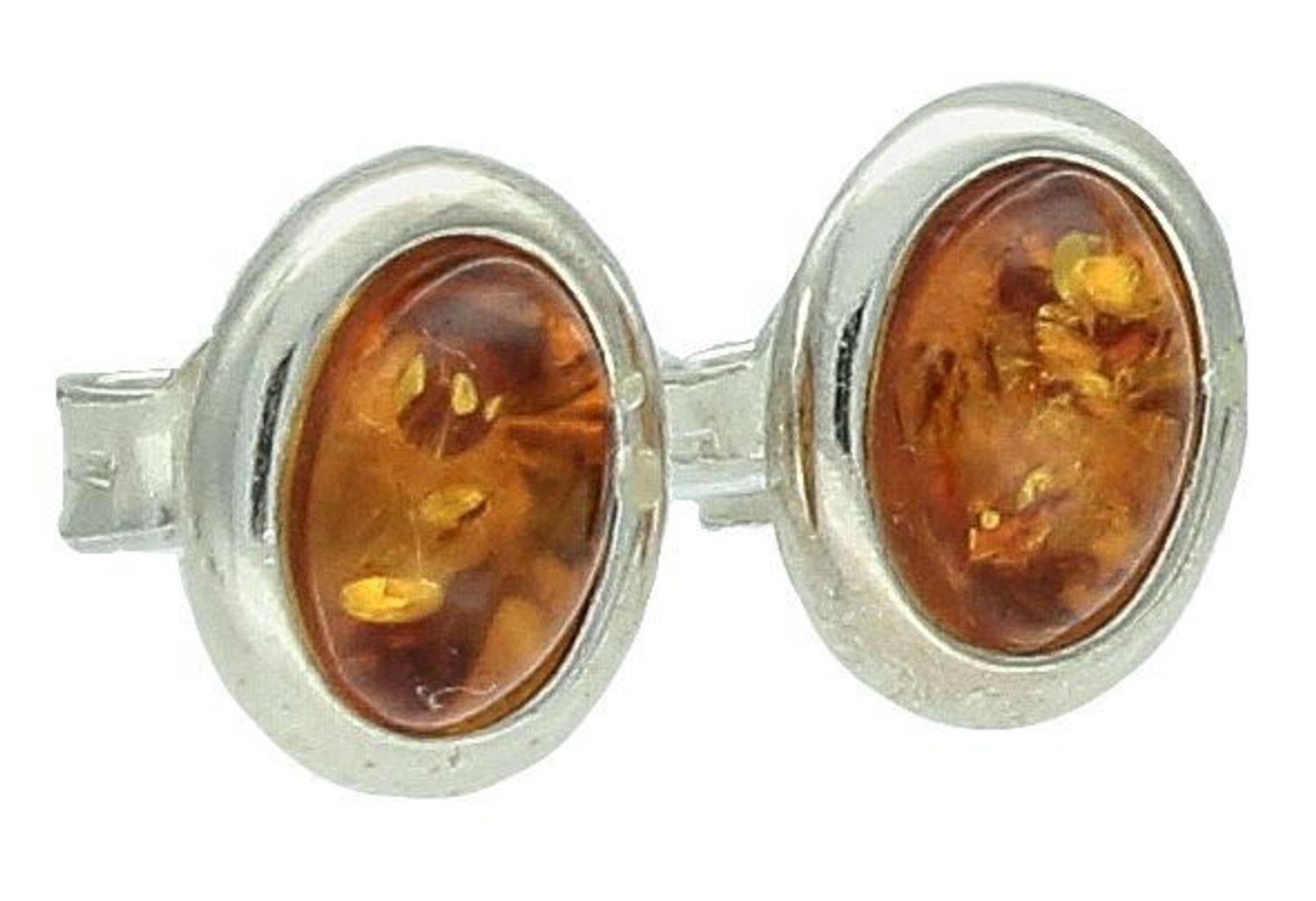 Srebrne kolczyki damskie z koniakowym bursztynem bałtyckim owalne wkrętki DIA-KLC-9872A-925. Srebrne kolczyki damskie wkrętki. Srebrne kolczyki z  bursztynem. Kolczyki srebrne z bursztynem na prezent.111.jpg