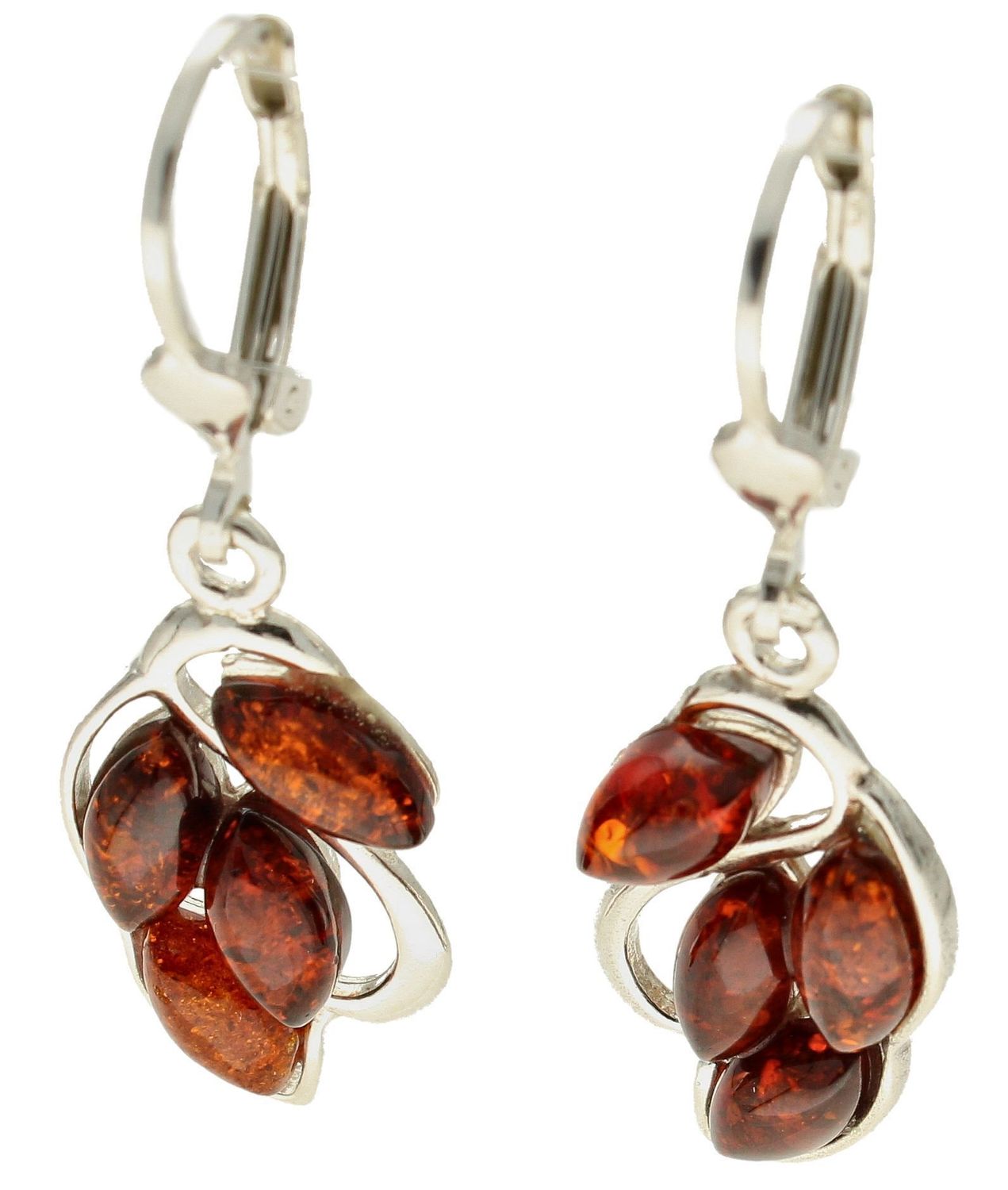Srebrne kolczyki 925 wiszące z koniakowym bursztynem DIA-KLC-9884-925. Srebrne kolczyki damskie. Srebrne kolczyki wiszące na prezent dla kobiety. Prezent dla mamy. Srebrne damskie kolczyki z bursztynem bałtyckim. Kolczyki sreb.jpg