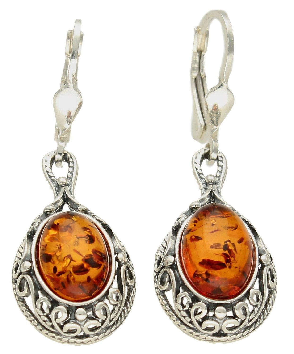 Srebrne kolczyki 925 wiszące z koniakowym bursztynem DIA-KLC-9885-925. Srebrne kolczyki z bursztynem na prezent. Srebrne kolczyki damskie. Srebrne kolczyki wiszące. Srebrne kolczyki z kamieniem (1).jpg