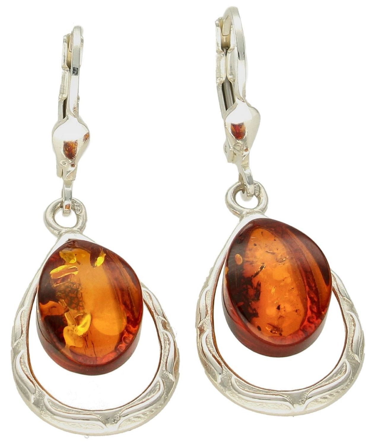 Srebrne kolczyki wiszące łezki z koniakowym bursztynem bałtyckim DIA-KLC-9890-925. Srebrne kolczyki damskie wiszące. Kolczyki damskie z kamieniem. Kolczyki srebrne damskie idealne na prezent. Kolczyki z bursztynem bałtyckim..jpg