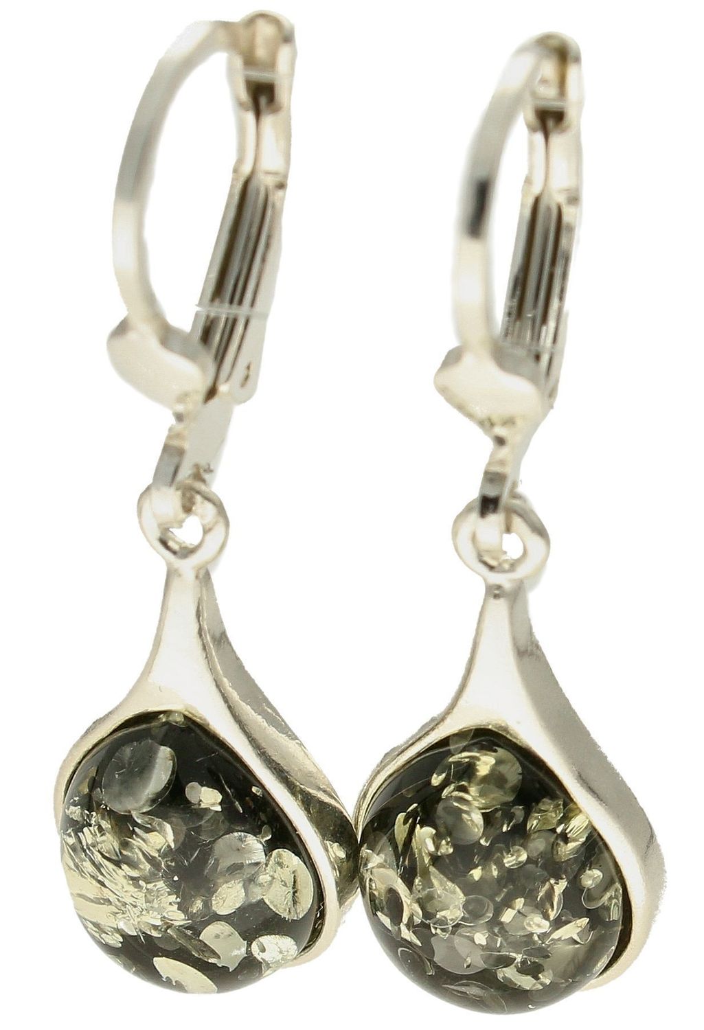 Srebrne kolczyki damskie wiszące łezki z zielonym bursztynem DIA-KLC-9896-925. Srebrne kolczyki damskie wiszące. Kolczyki damskie z kamieniem. Kolczyki srebrne damskie idealne na prezent. Kolczyki z bursztynem bałtyckim..jpg