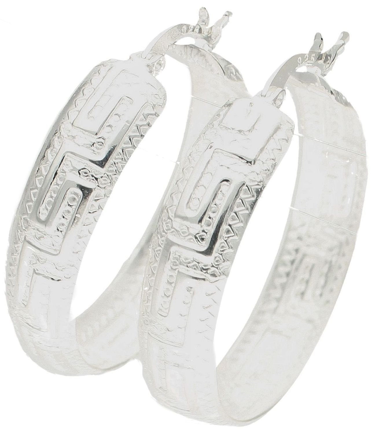 Srebrne kolczyki koła wzór grecki 3,2 cm DIA-KLC-9984-925. Srebrne kolczyki damskie klasyczne kółka. Klasyczne kolczyki kółka srebrne z ozdobnym wzorem greckim. Piękne kolczyki z wygodnym zapięciem na zatrzask. Kolczyki koła i.jpg