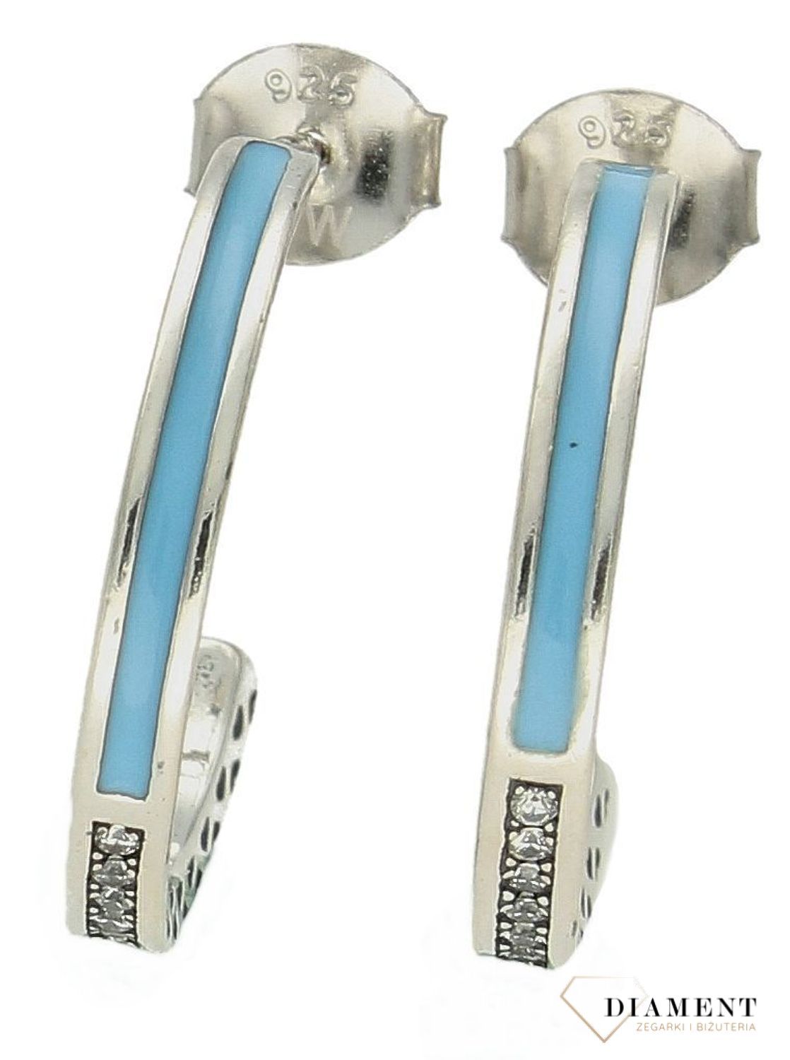 Srebrne kolczyki damskie okrągłe z niebieską emalią wkrętki DIA-KLC-9991N-925. Srebrne kolczyki wkrętki. Srebrne kolczyki z niebieską emalią. Kolczyki srebrne idealne na prezent dla kobiety (2).jpg