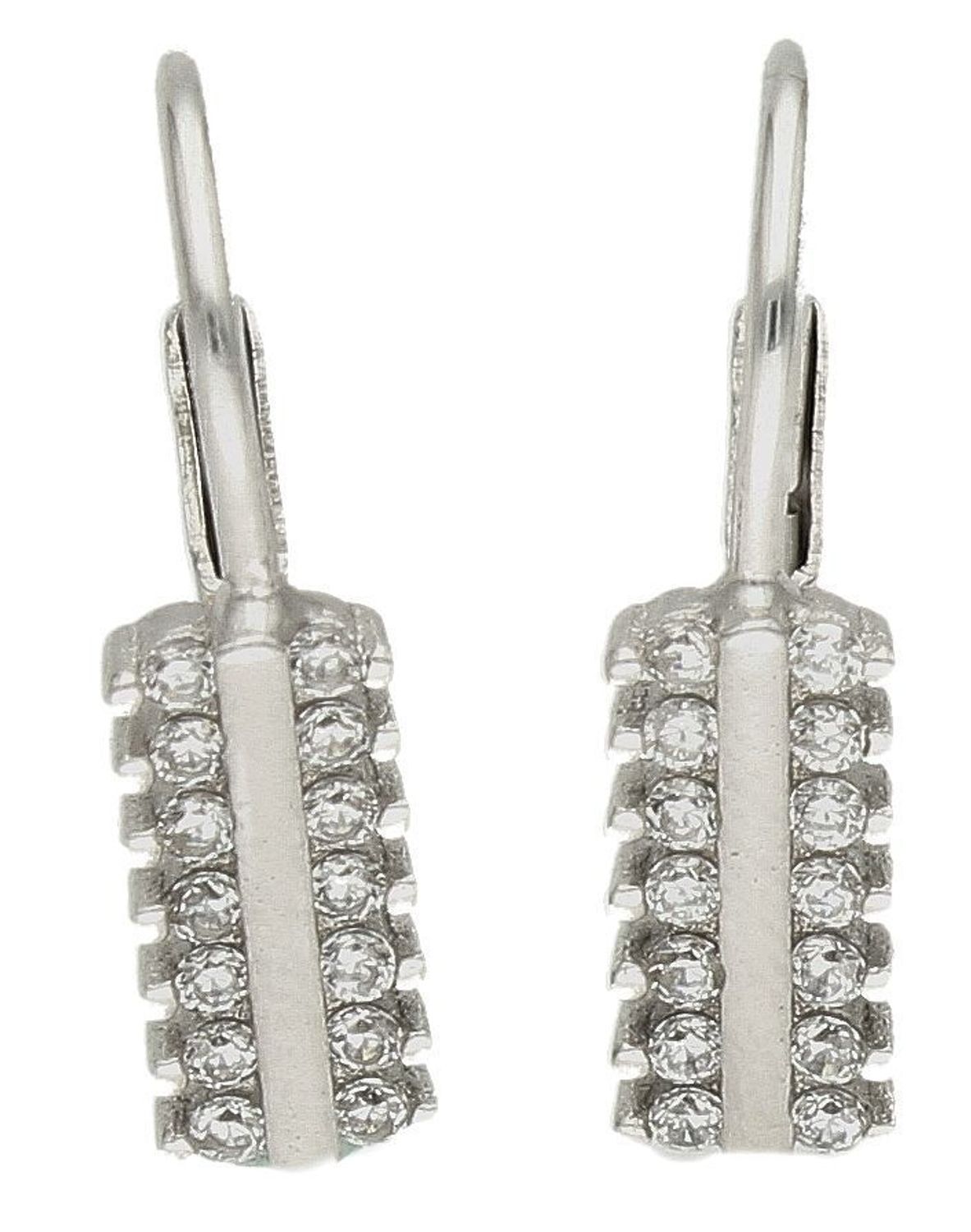 Srebrne kolczyki damskie z cyrkoniami DIA-KLC-9999-925. Kolczyki srebrne z cyrkoniami ułożone w prostokątny wzór. Kolczyki srebrne z wygodnym zapięciem na bigiel. Kolczyki wykonane z najwyższej jakości srebra próby 925. Kolczy.jpg