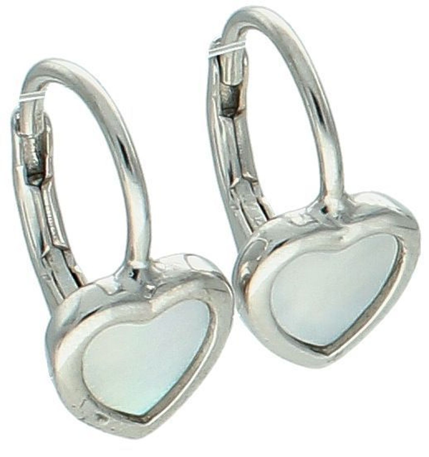 Kolczyki srebrne serduszka z masą perłową próba 925, DIA-KLC-AE12065RH-925 Urocze, kobiece i pełne blasku – srebrne kolczyki w kształcie serduszek z masą perłową1.jpg