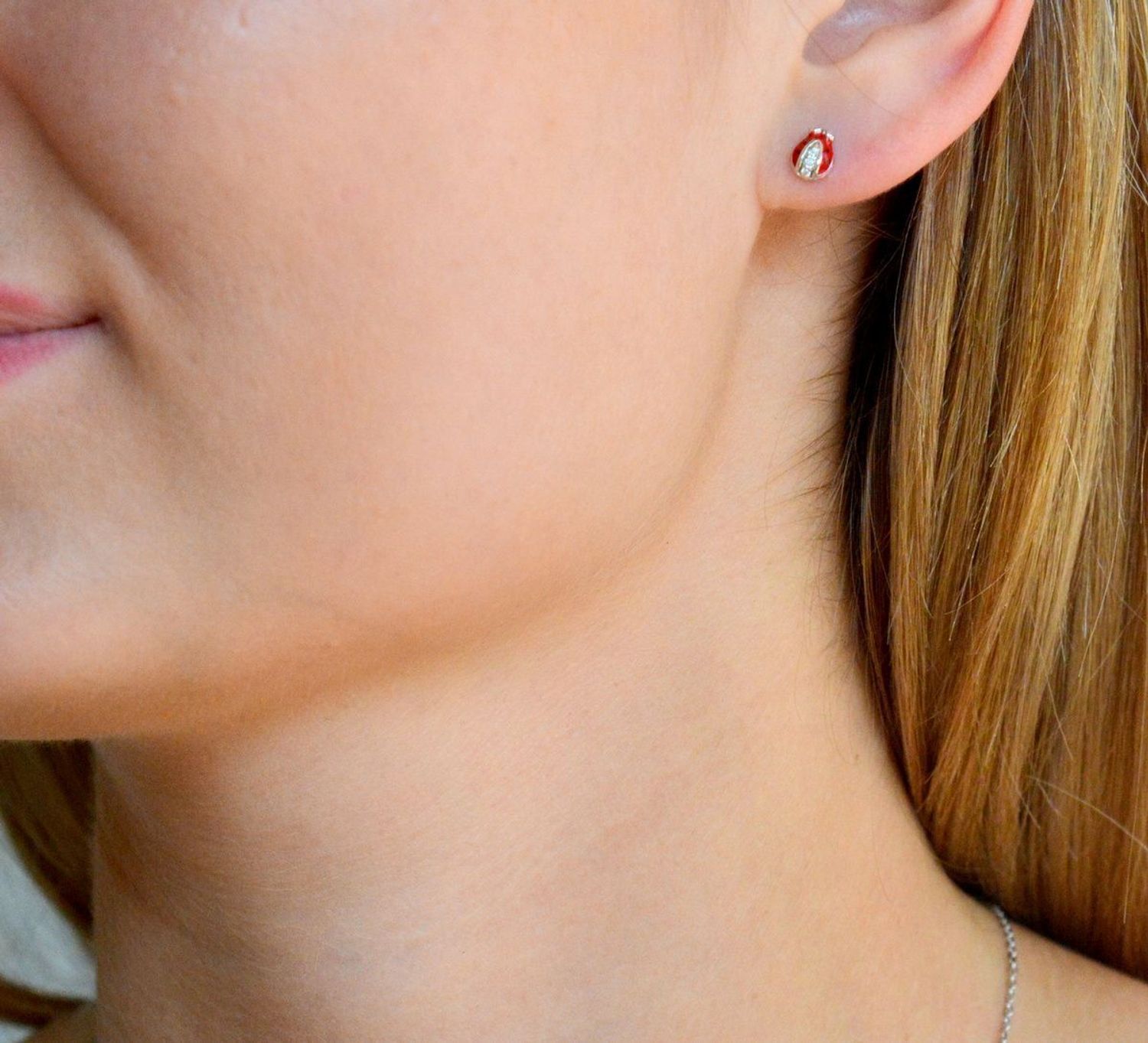 kolczyki biedronki Srebrne kolczyki dziecięce 925 Biedronki dla dziewczynki wkrętki DIA-KLC-AE127R-925.jpg