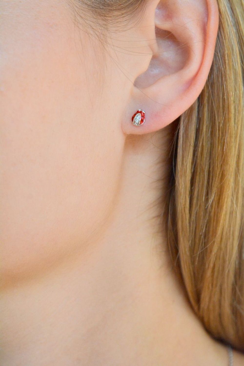 kolczyki biedronki Srebrne kolczyki dziecięce 925 Biedronki dla dziewczynki wkrętki DIA-KLC-AE127R-925.jpg