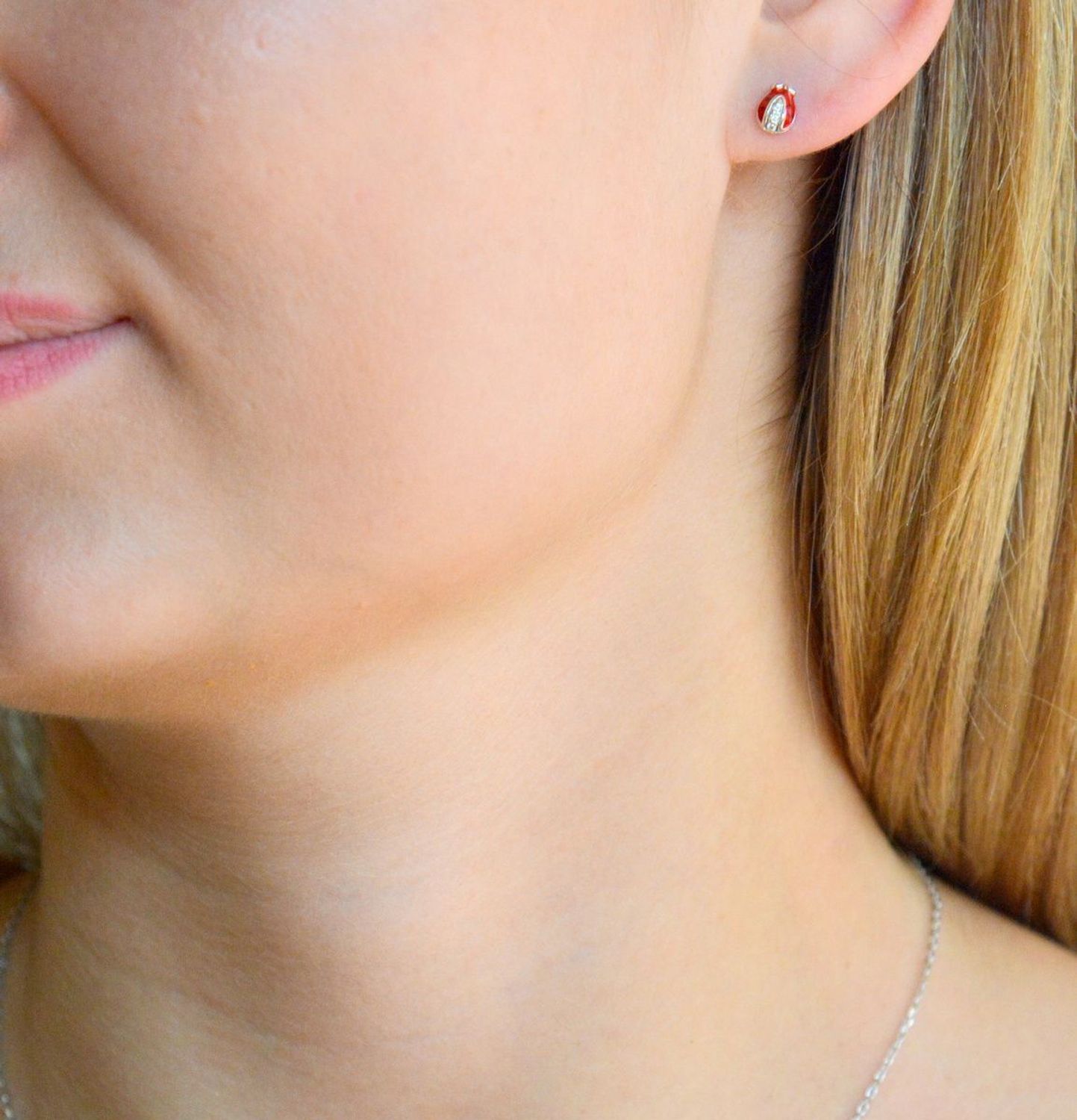 kolczyki biedronki Srebrne kolczyki dziecięce 925 Biedronki dla dziewczynki wkrętki DIA-KLC-AE127R-925.jpg