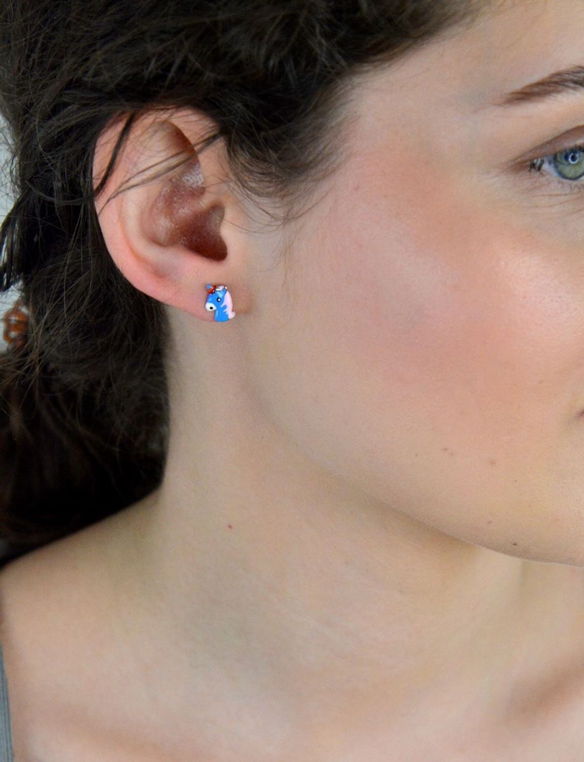 Kolczyki wkrętki dla dziewczynki 'kolorowe jednorożce' DIA-KLC-AE14389-925.jpg