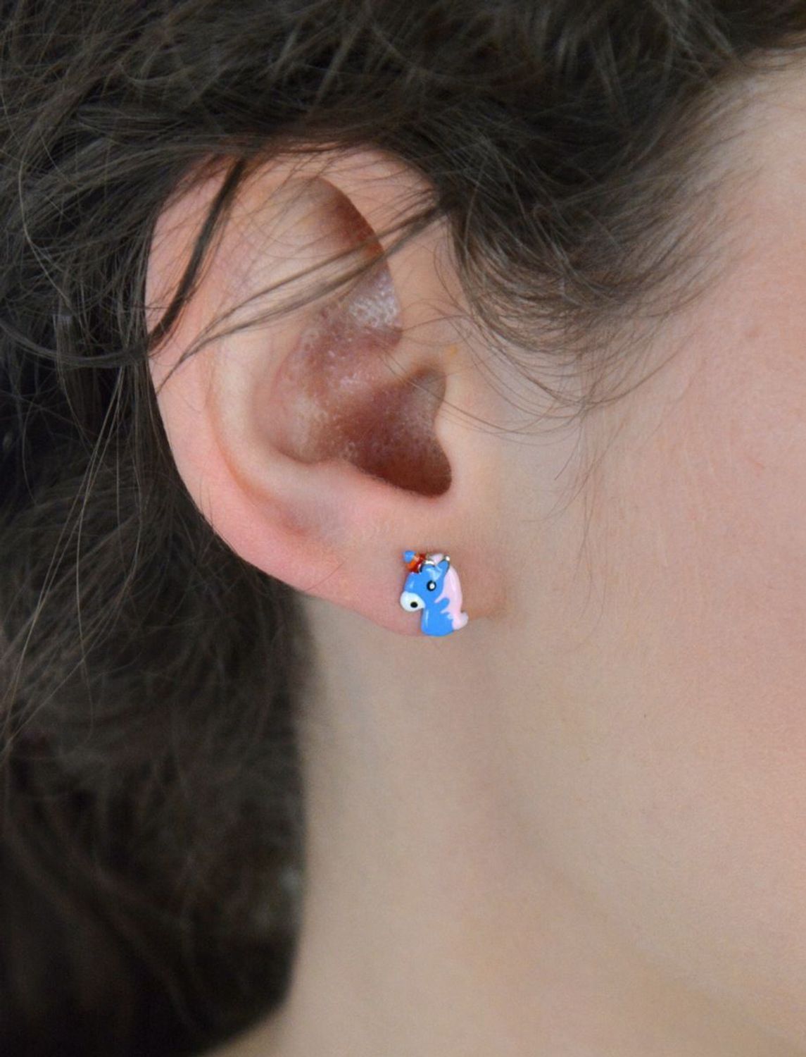 Kolczyki wkrętki dla dziewczynki 'kolorowe jednorożce' DIA-KLC-AE14389-925.jpg