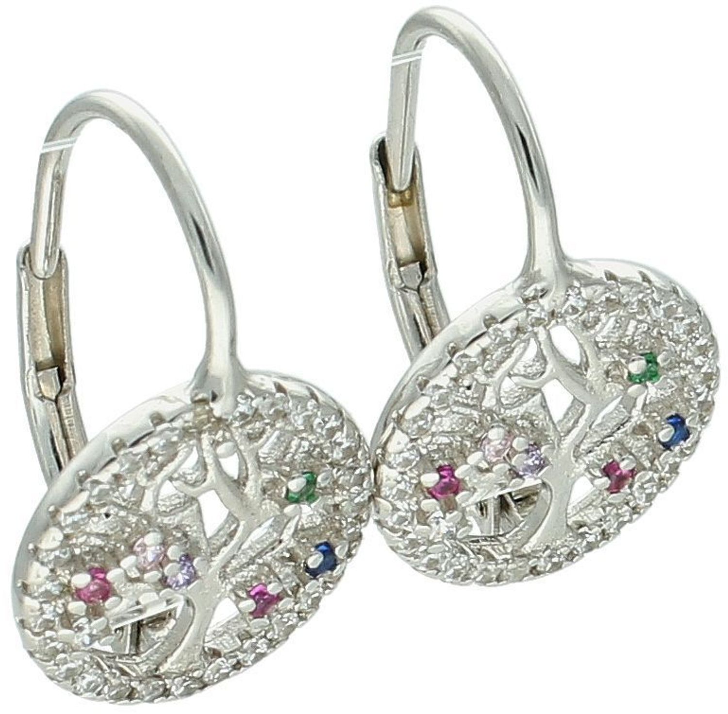 Srebrne kolczyki damskie z cyrkoniami Drzewko życia Ag.jpg