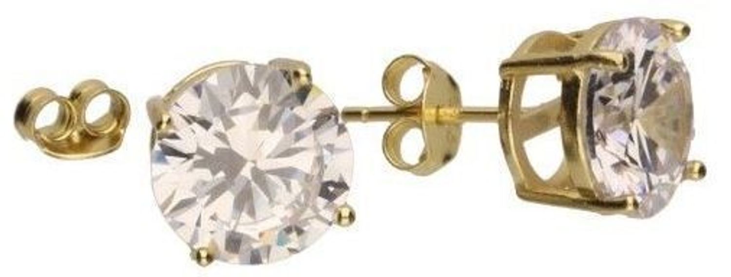 Kolczyki damskie srebrne pozłacane próby 925 – DIA-KLC-AE27471-3YG-925. Klasyczne sztyfty z białą cyrkonią 6 mm, zapięcie na sztyft, waga 1,36 g. Subtelna elegancja – idealne na każdą okazję.1.jpg