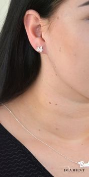 Srebrne kolczyki 925 przy uchu ażurowe koliber DIA-KLC-AE7000-925. Subtelny element ozdobny w kształcie kolibra.  (2).JPG