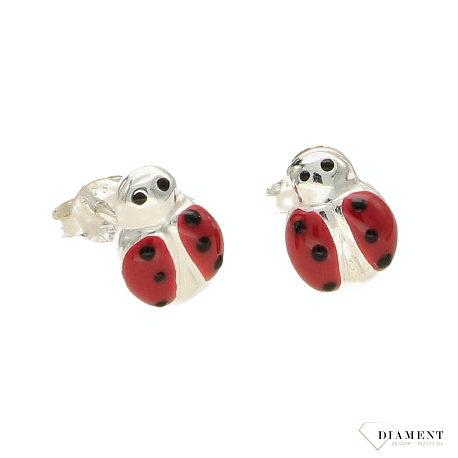 Srebrne kolczyki dla dziewczynki przy uchu biedronka DIA-KLC-ALDEM0003KR-925.png