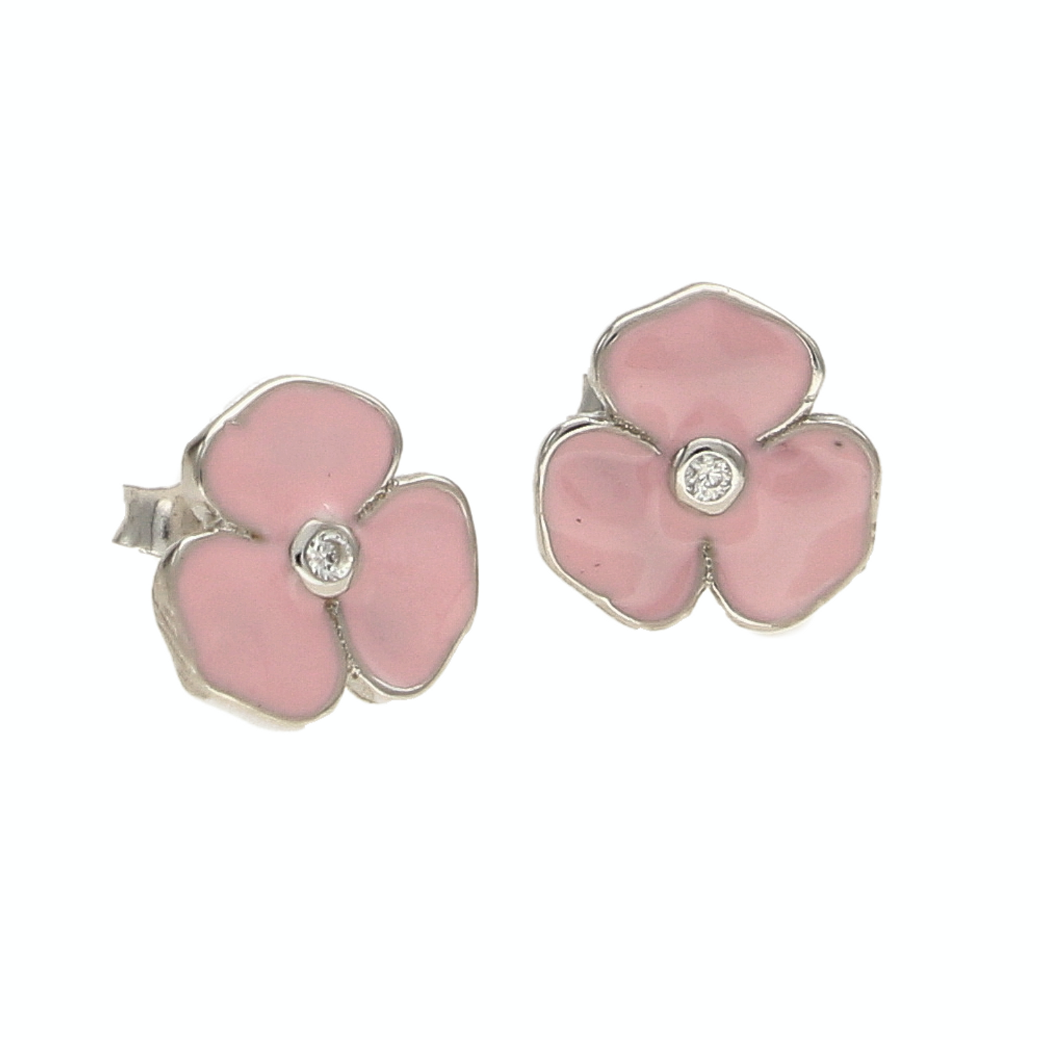 Kolczyki na wkrętki 'Różowe Kwiatki z emalią' DIA-KLC-ALDEM0084KSZTRH-925.png