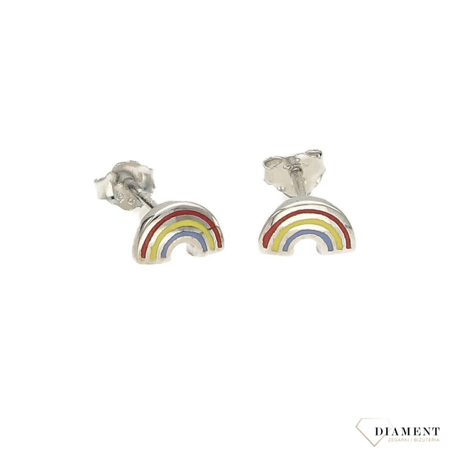 Kolczyki srebrne dla dziewczynki z kolorową emalią 'Tęcza' DIA-KLC-ALDEM0093KSZTRH-925.jpg