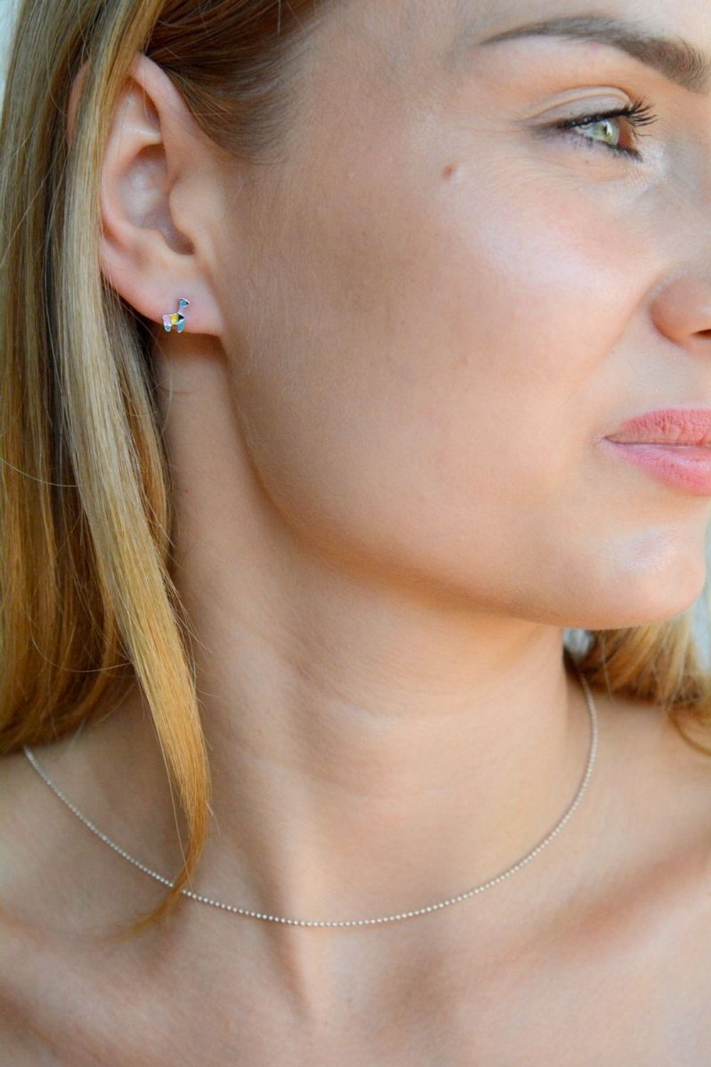 Srebrne kolczyki dziecięce 925 kolorowa lama wkrętki.jpg