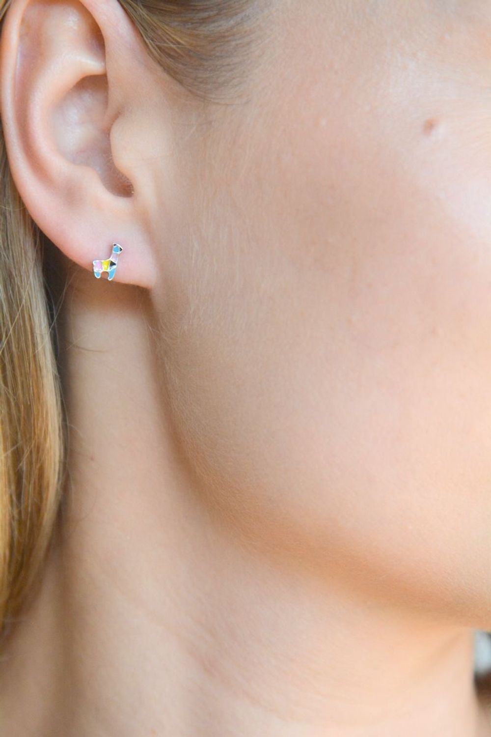 Srebrne kolczyki dziecięce 925 kolorowa lama wkrętki.jpg