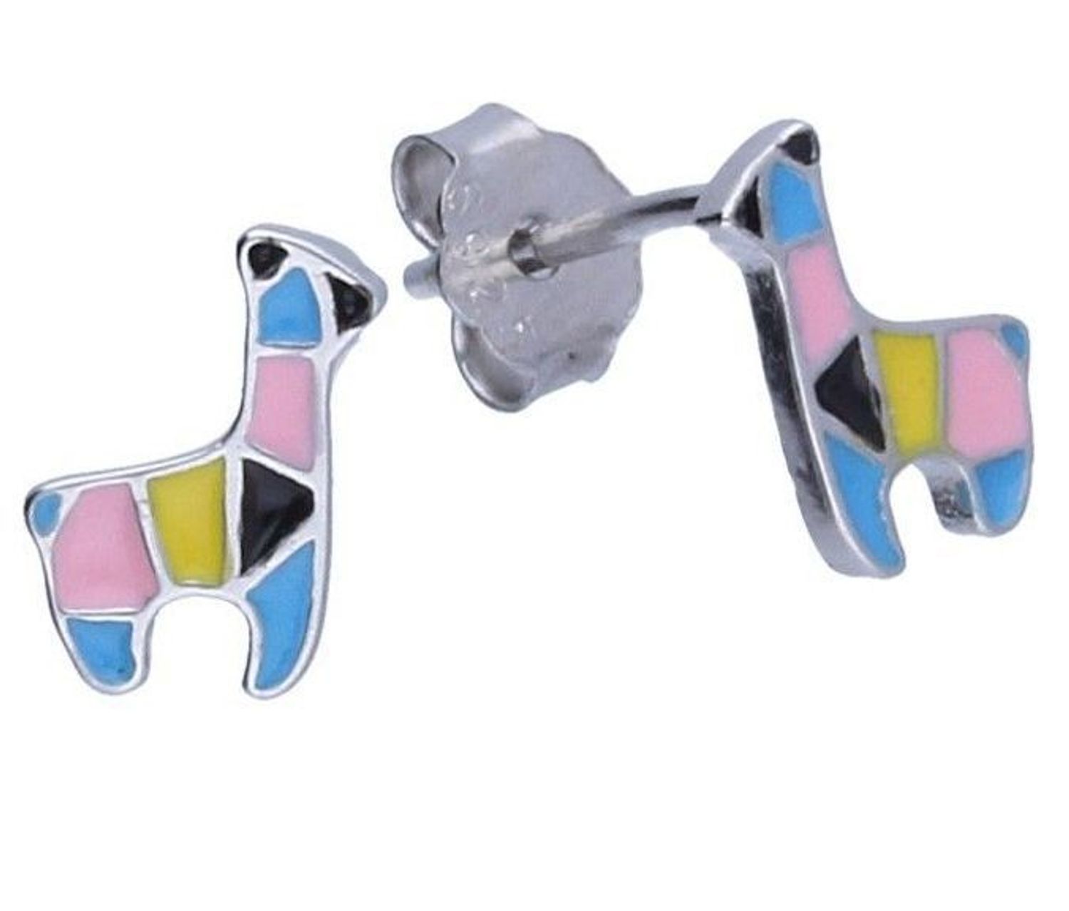 Srebrne kolczyki dziecięce 925 kolorowa lama wkrętki.jpg