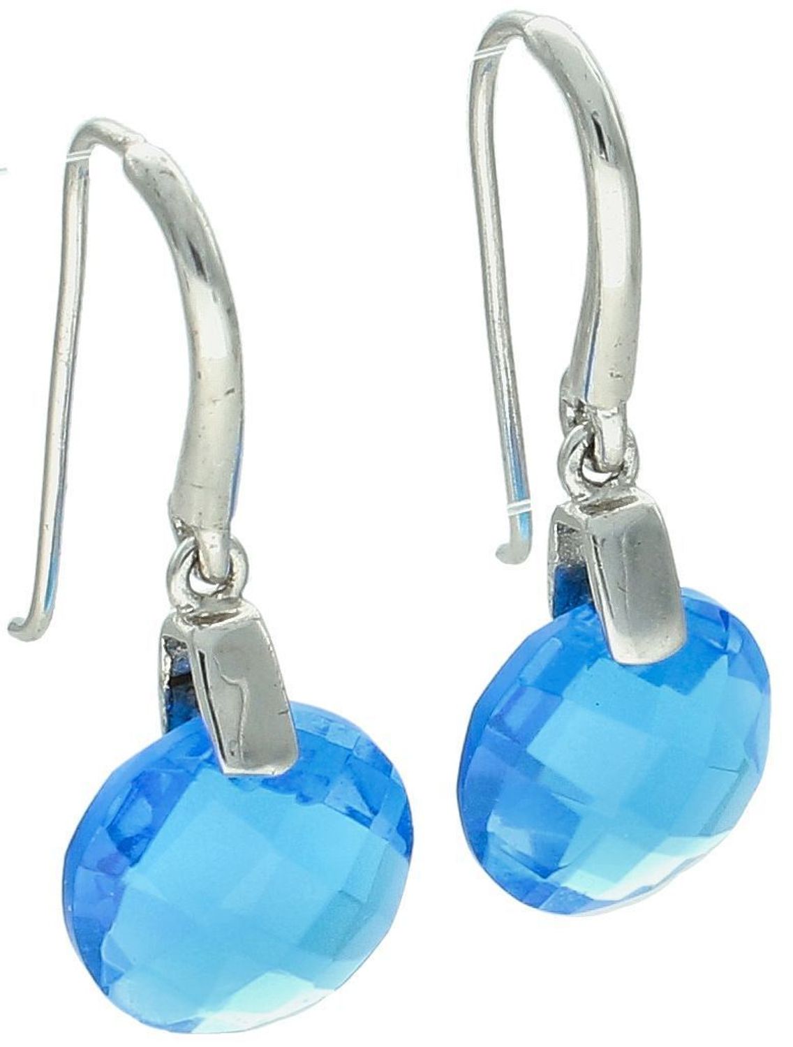 Kolczyki srebrne 925 damskie DIA-KLC-APART925, wiszące z okrągłym niebieskim kryształem. Długość 3,0 cm, szerokość 1,1 cm, zapięcie bigiel otwarty, waga 3,62 g. Stylowe i wygodne.1.jpg
