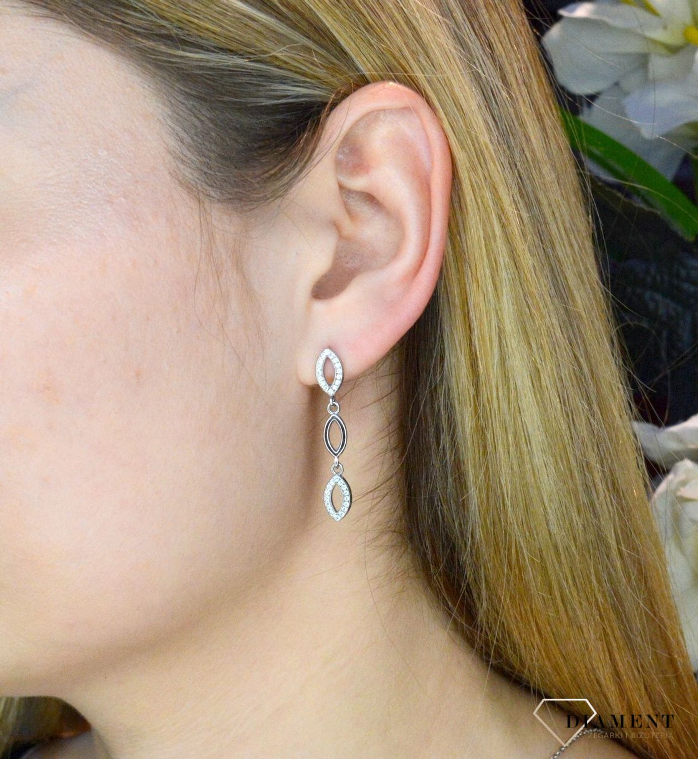 Srebrne kolczyki damskie 'Potrójne łezki' DIA-KLC-APARTI92-925.jpg