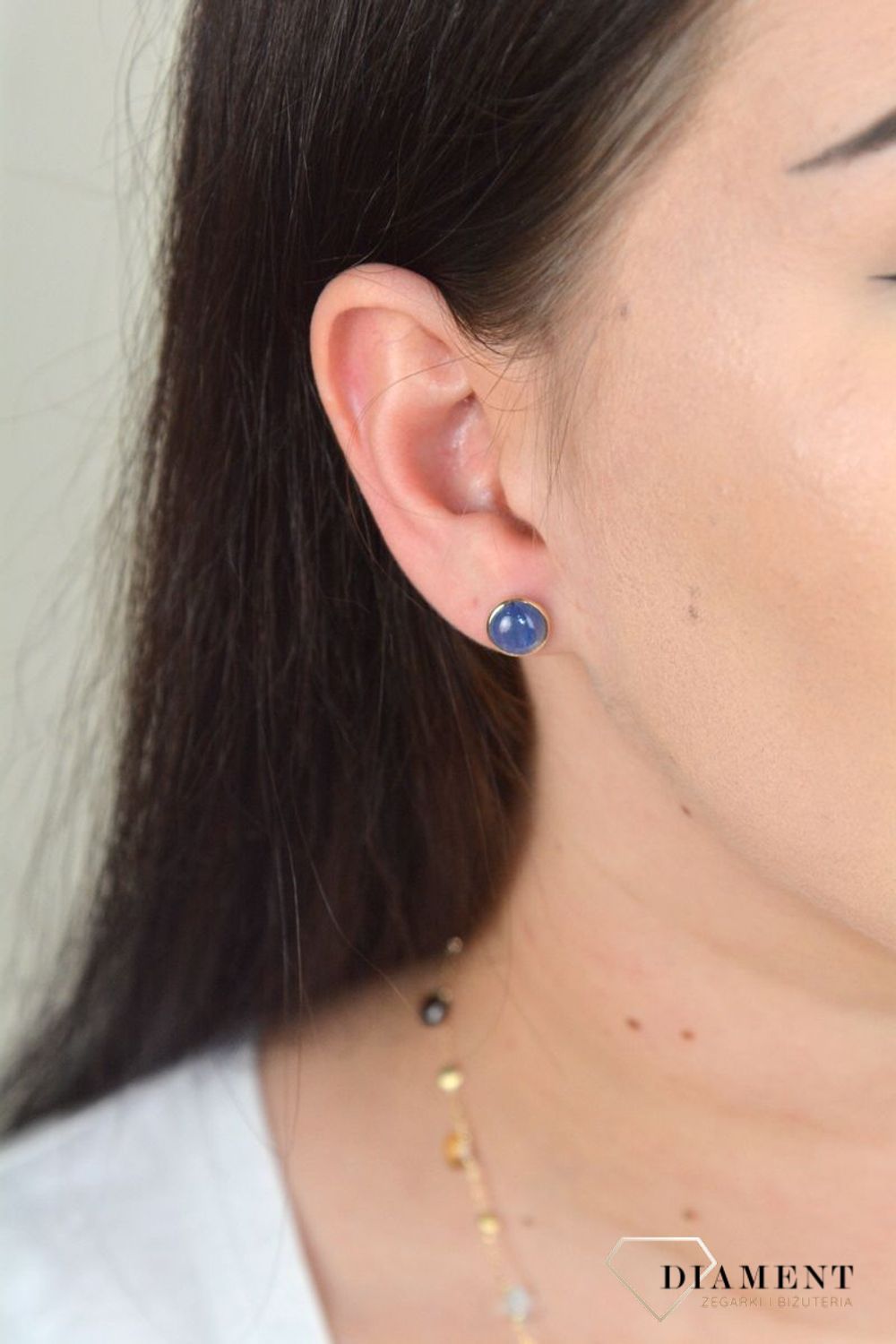 Złote kolczyki delikatne z szafirem DIA-KLC-BF1854-585.jpg