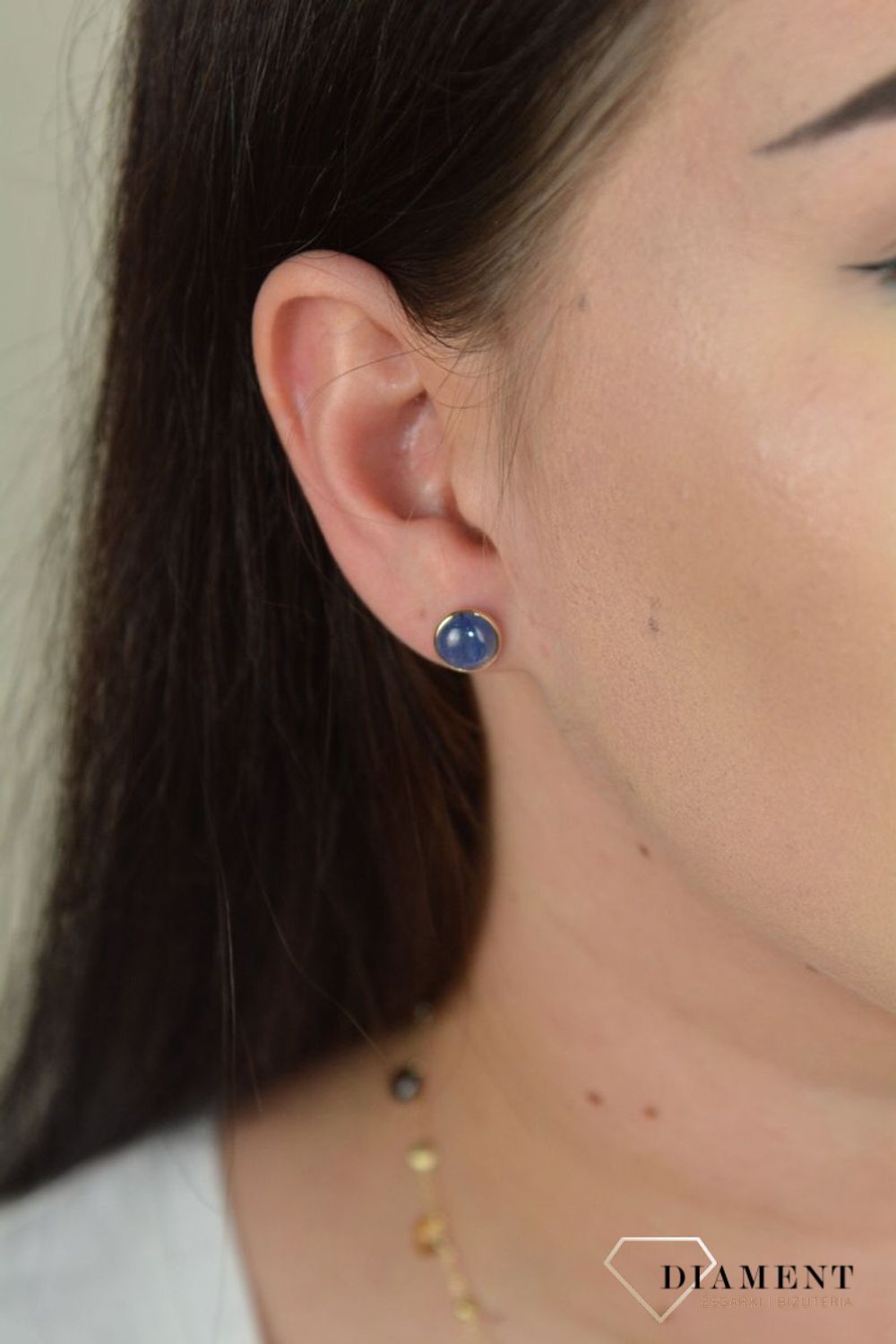 Złote kolczyki delikatne z szafirem DIA-KLC-BF1854-585.jpg