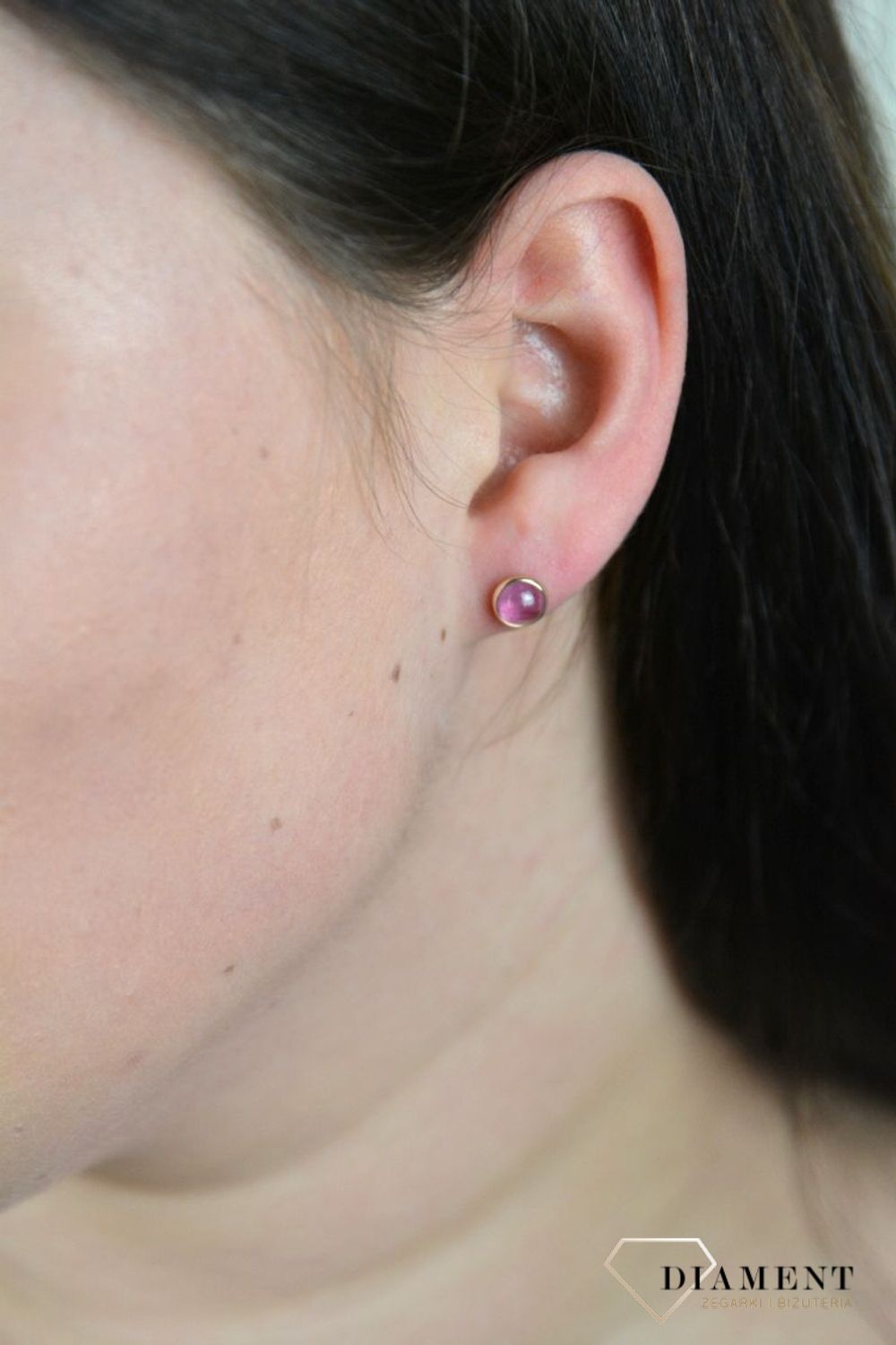 Złote kolczyki delikatne z rubinem DIA-KLC-BF1940-585.jpg