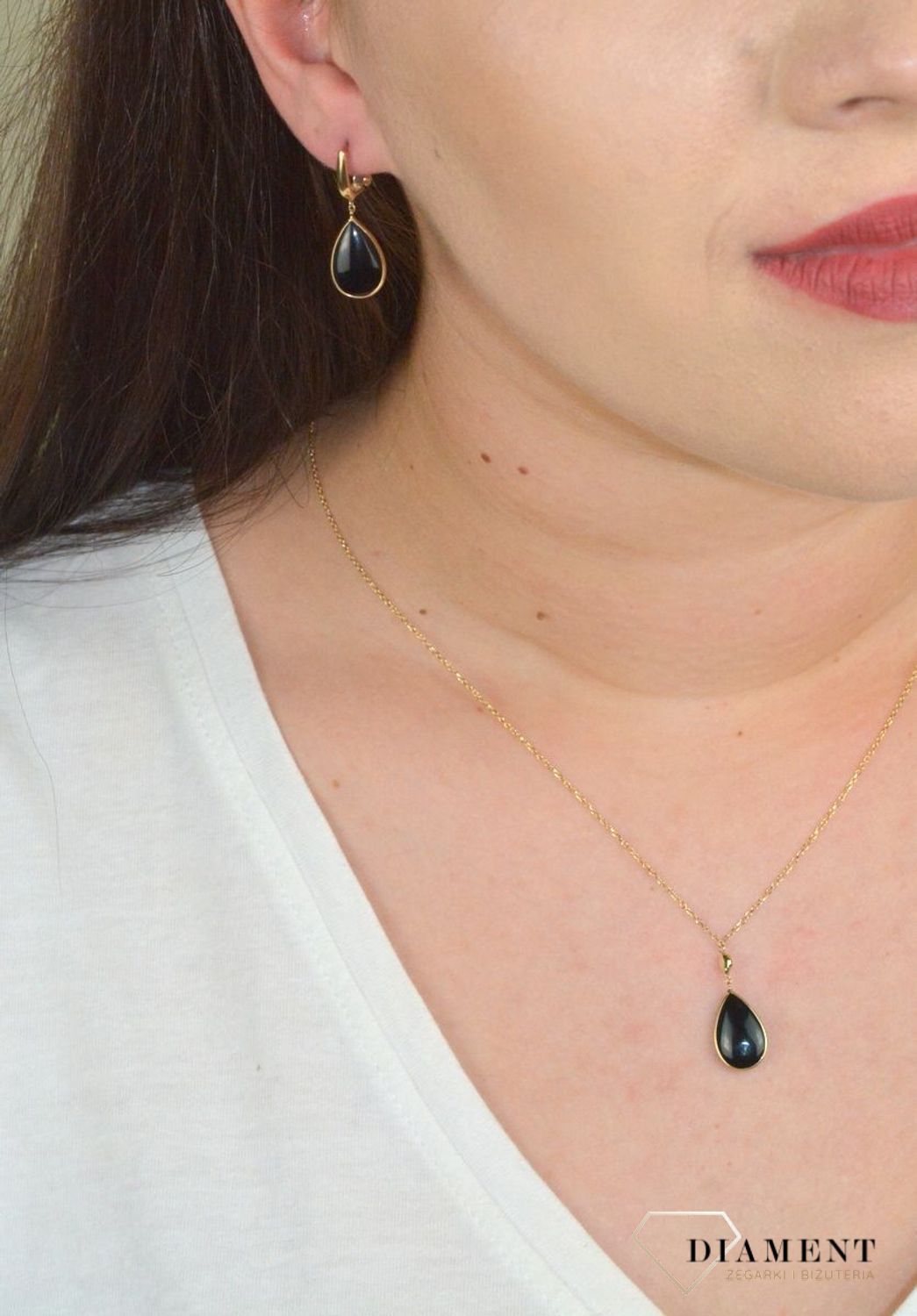 Złote kolczyki wiszące łezki z onyksem DIA-KLC-BF3036--585.jpg