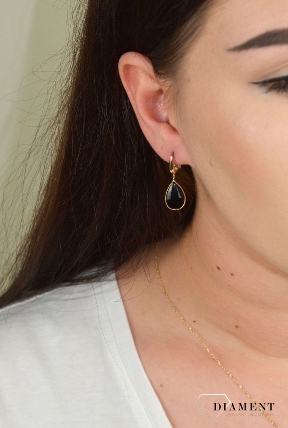Złote kolczyki wiszące łezki z onyksem DIA-KLC-BF3036--585.jpg
