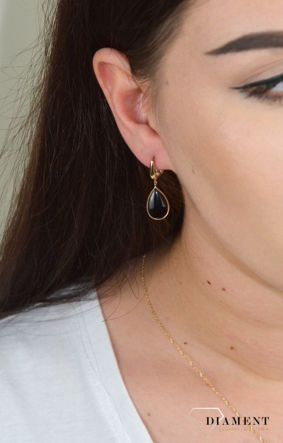 Złote kolczyki wiszące łezki z onyksem DIA-KLC-BF3036--585.jpg