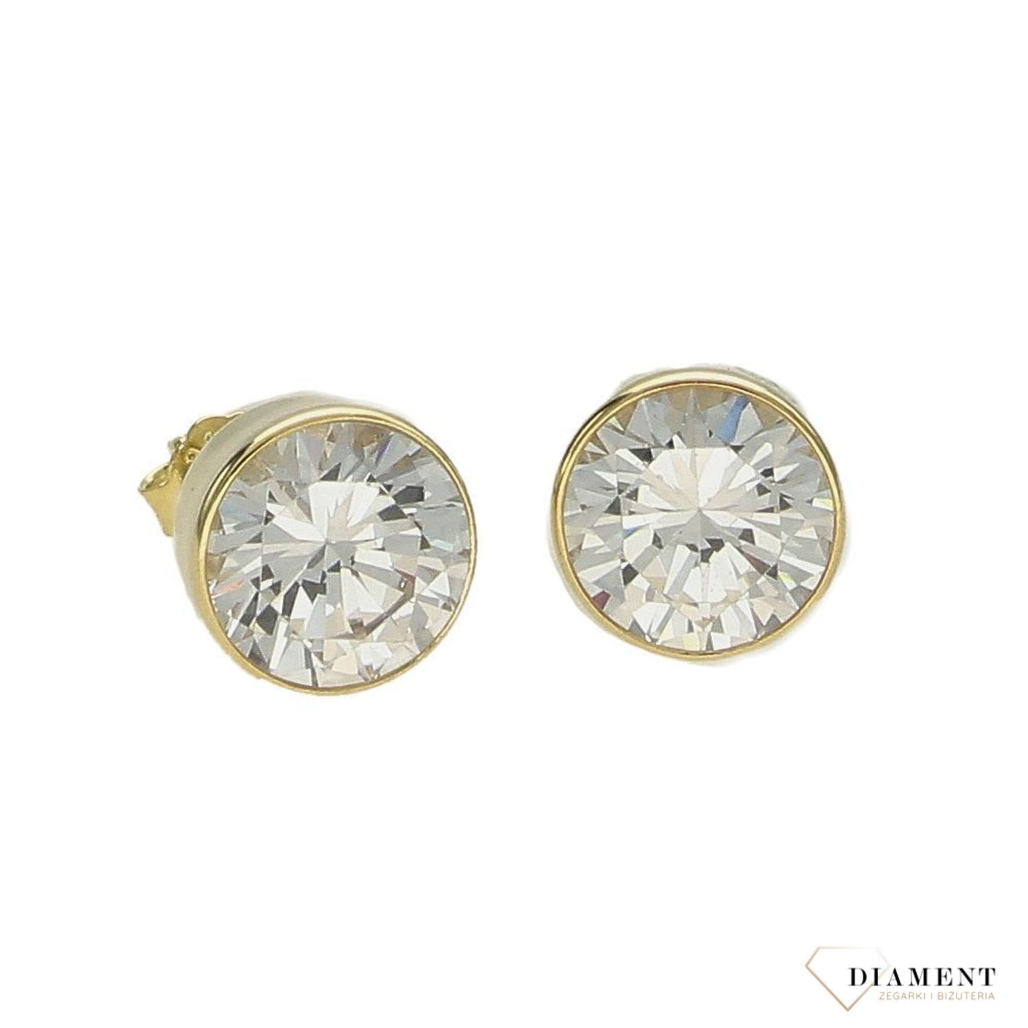 Kolczyki srebrne pozłacane duże cyrkonie na sztyft ✅ Srebrne kolczyki pokryte złotem celebrytki. ✅ Delikatne kolczyki wykonane z najwyższej jakości srebrna próby 925. ✅ Kolczyki w minimalistycznym stylu, wpisujące się w o.jpg
