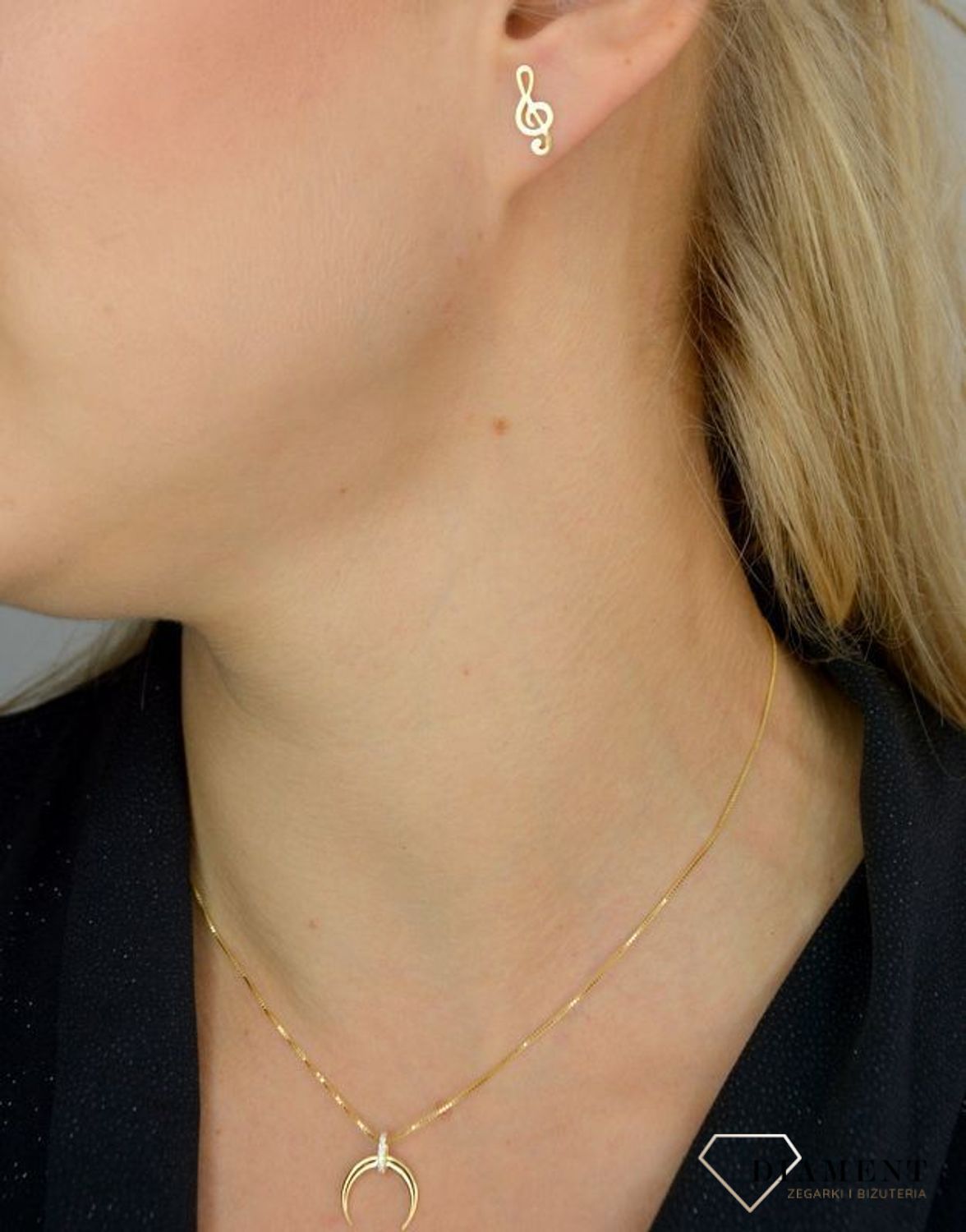 Kolczyki srebrne 'Klucz wiolinowy' DIA-KLC-CELK053Y-925.jpg