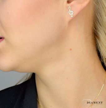 Kolczyki srebrne 'Klucz wiolinowy'. Srebrne kolczyki pokryte złotem klucze wiolinowy to model, który zachwyca niezmiennie od lat kobiety na całym świecie (3).JPG