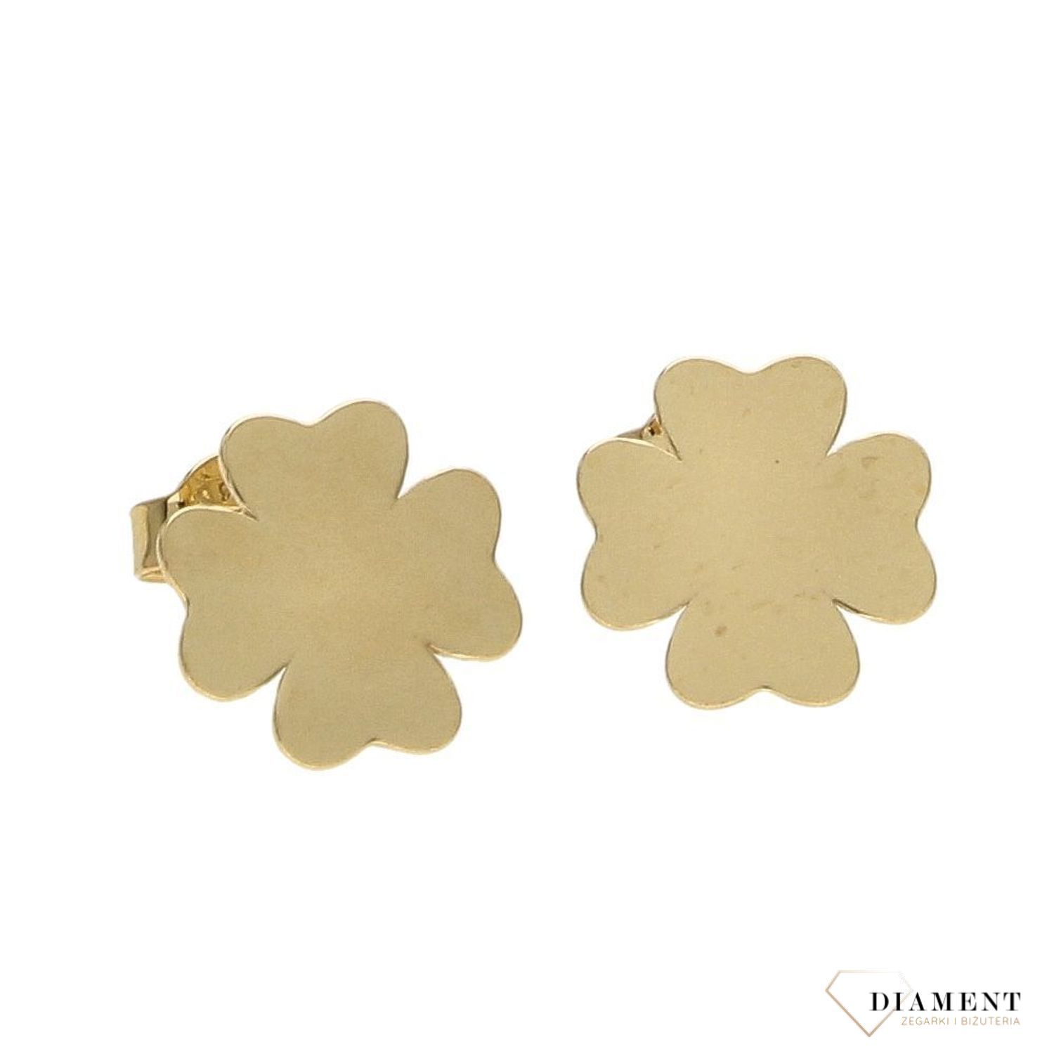 Kolczyki srebrne pozłacane koniczynki na sztyft DIA-KLC-CELK09SY ✅ Srebrne kolczyki pokryte złotem celebrytki. ✅ Delikatne kolczyki wykonane z najwyższej jakości srebrna próby 925. ✅ Kolczyki w minimalistycznym stylu, wpi.jpg