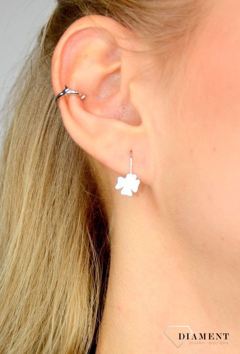 Kolczyki srebrne dla dziewczynki wiszące 'Koniczynka'  DIA-KLC-CELK7SRU-925.jpg