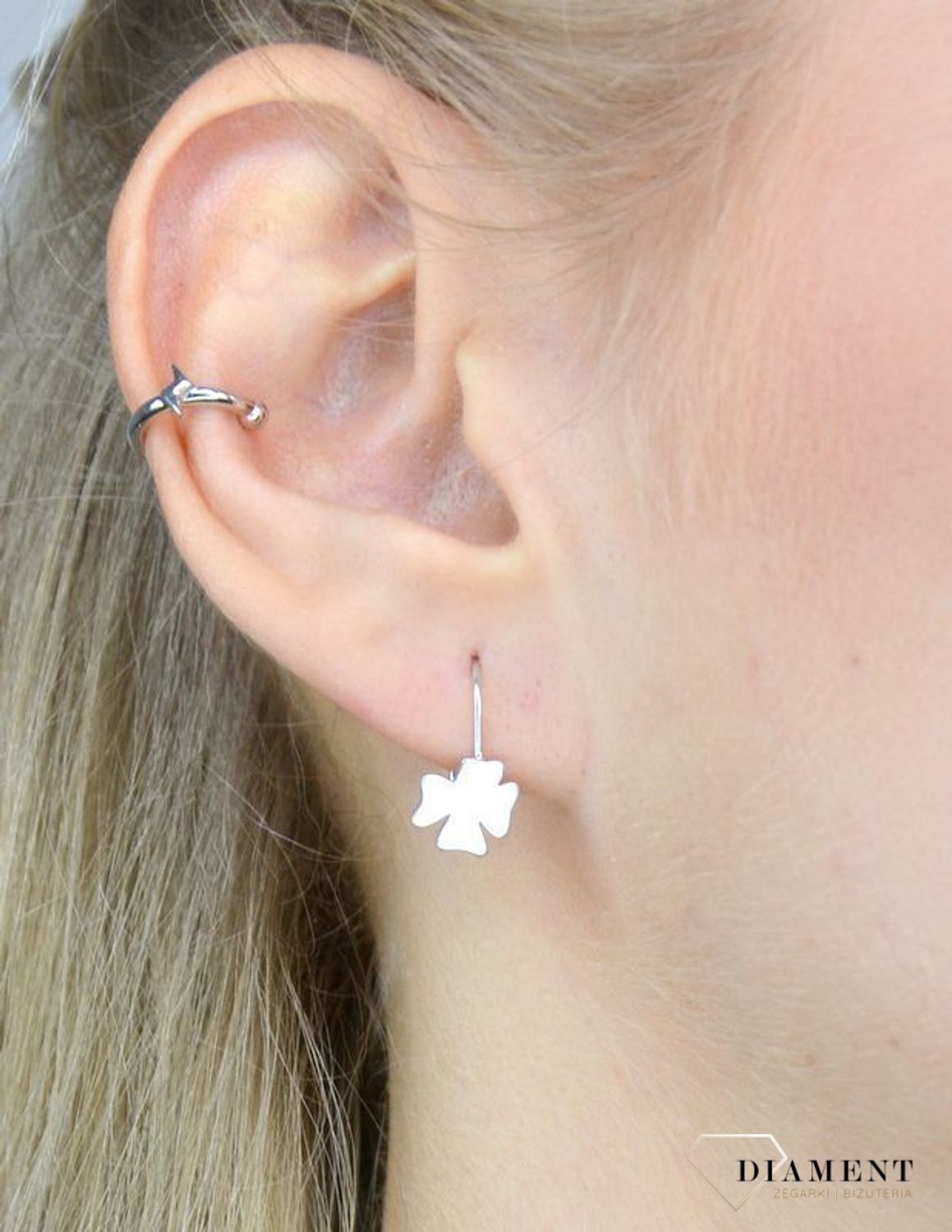 Kolczyki srebrne dla dziewczynki wiszące 'Koniczynka'  DIA-KLC-CELK7SRU-925.jpg