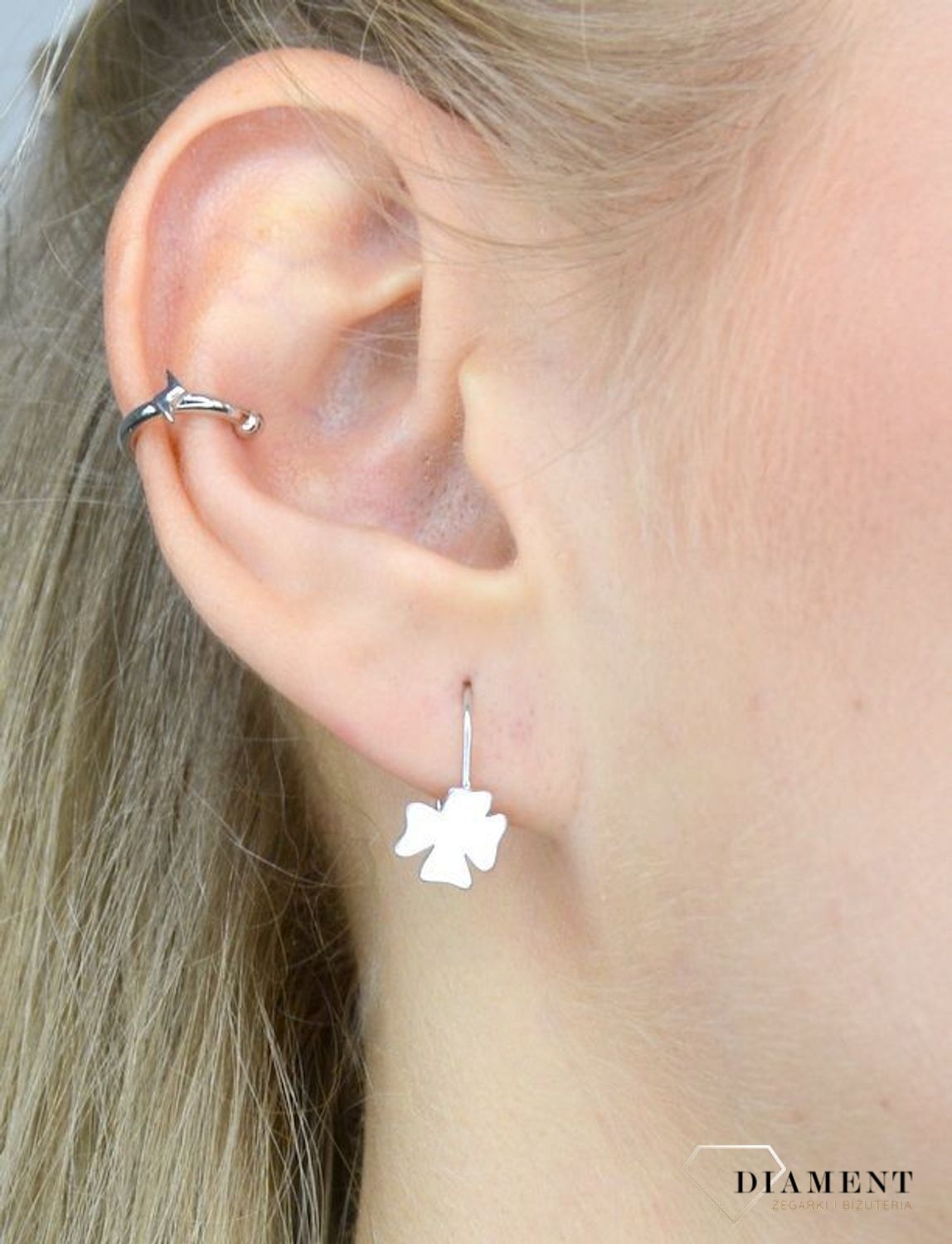 Kolczyki srebrne dla dziewczynki wiszące 'Koniczynka'  DIA-KLC-CELK7SRU-925.jpg