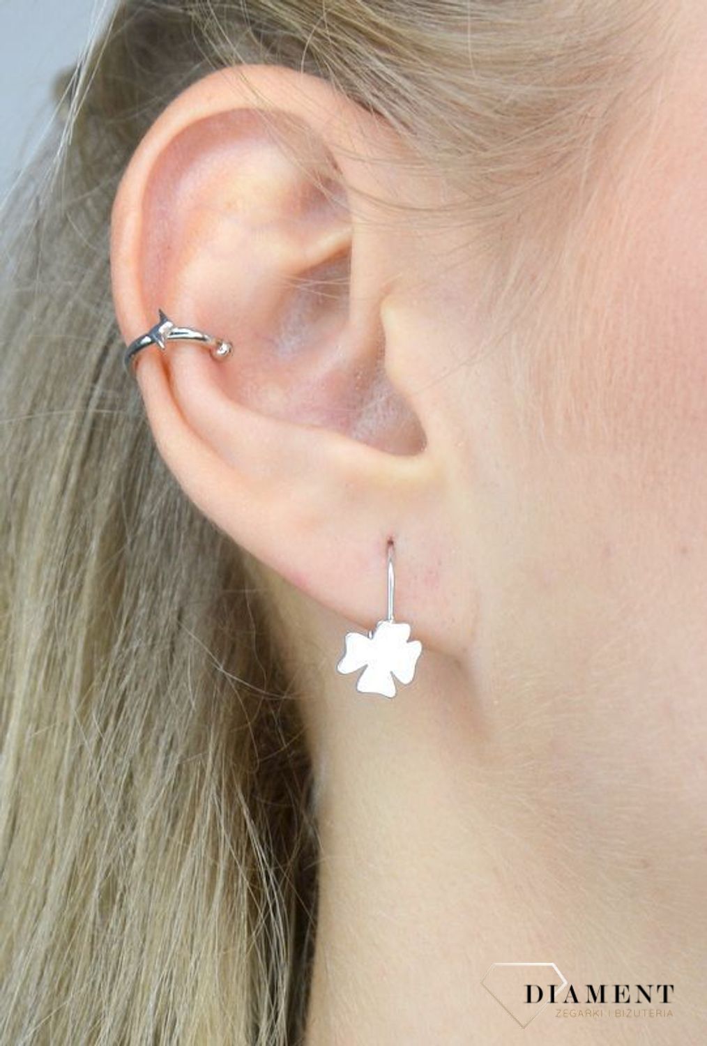 Kolczyki srebrne dla dziewczynki wiszące 'Koniczynka'  DIA-KLC-CELK7SRU-925.jpg