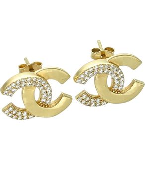 Złote kolczyki Chanel duże 585 na sztyft (1).jpg