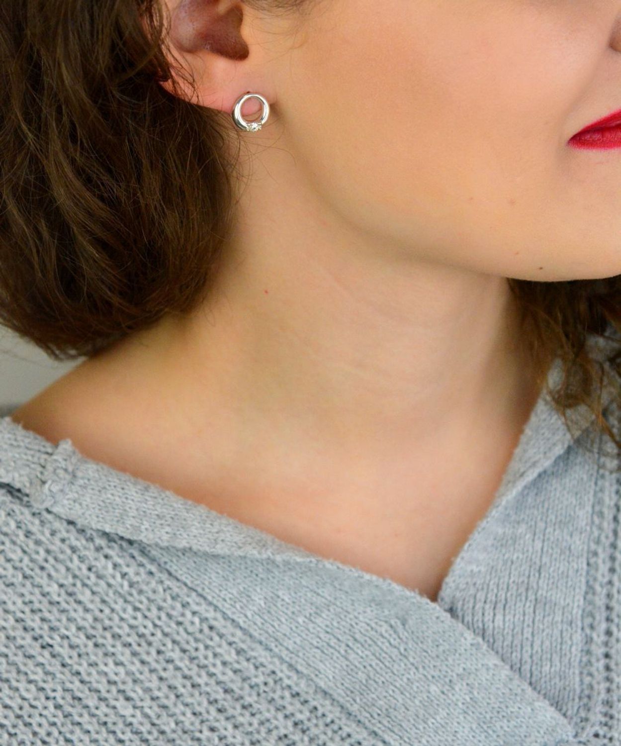 Kolczyki Damskie Srebrne 925 DIA-KLC-CYRKONIE4-925  Cyrkonia  Sztyft  Okrągłe  1 cm.jpg