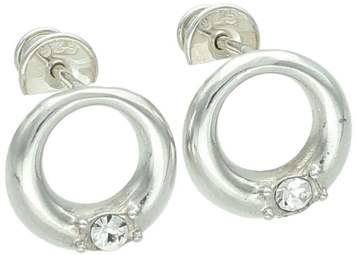 Kolczyki Damskie Srebrne 925 DIA-KLC-CYRKONIE4-925  Cyrkonia  Sztyft  Okrągłe  1 cm.jpg